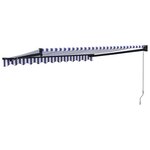 vidaXL Auvent rétractable bleu et blanc 3x2 5 m tissu et aluminium