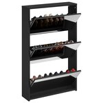 vidaXL Meuble à chaussures avec miroir 3 niveaux Noir 63 x 17 x 102 5 cm