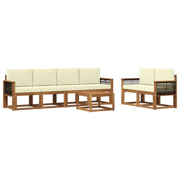 vidaXL Ensemble de canapés d'extérieur 6 pc Naturel et Crème