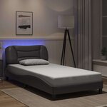 vidaXL Cadre de lit avec LED sans matelas gris 100x200 cm