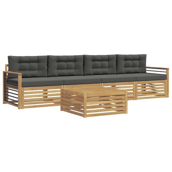 vidaXL Ensemble de canapés d'extérieur 5 pc Blanc et anthracite