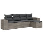 vidaXL Salon de jardin 5 Pièces avec coussins gris résine tressée