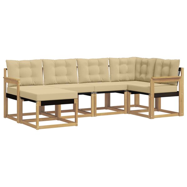 vidaXL Ensemble de canapés d'extérieur 6 pc Blanc et Beige