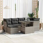 vidaXL Salon de jardin avec coussins 7 Pièces gris résine tressée