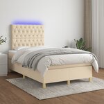 vidaXL Sommier à lattes de lit matelas et LED crème 120x190 cm tissu