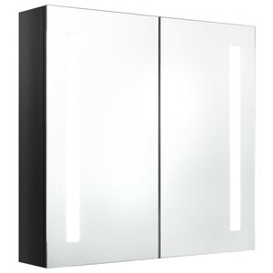 vidaXL Armoire de salle de bain à miroir LED noir brillant 62x14x60 cm