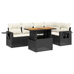 vidaXL Salon de jardin 6 Pièces avec coussins noir résine tressée