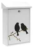 Boîte aux Lettres en Acier sérigraphié  Premium E5601-BIR  « Birds »  Blanc