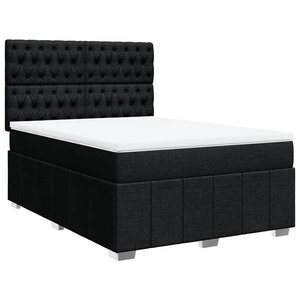 vidaXL Sommier à lattes de lit avec matelas Noir 160x200 cm Tissu