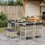 vidaXL Ensemble à manger de jardin et coussins 9 Pièces gris clair rotin