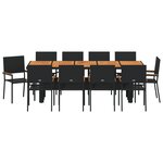 Ensemble de salle à manger de jardin 11 pièces vidaXL en poly rotin noir