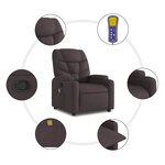 vidaXL Fauteuil inclinable de massage Marron foncé Tissu