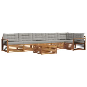 vidaXL Ensemble de canapés d'extérieur 7 pc Gris Naturel et Clair