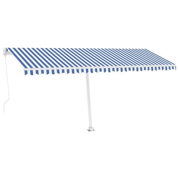 vidaXL Auvent manuel rétractable sur pied 500x300 cm Bleu/Blanc