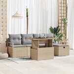 vidaXL Ensemble de canapé de jardin 6 Pièces Beige Poly rotin