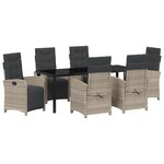 Ensemble de salle à manger de jardin 7 pièces vidaXL avec coussins gris clair poly rattan