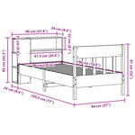 vidaXL Lit bibliothèque sans matelas blanc 90x190cm bois de pin massif