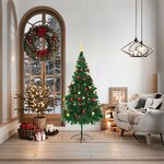 vidaXL Arbre de Noël artificiel pré-éclairé avec boules vert 180 cm