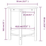 vidaXL Table basse Gris Ø 55x60 cm Bois massif de pin