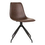 Chaise de salle à manger en cuir synthétique avec pivot marron foncé et pieds noirs