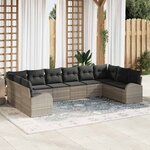 vidaXL Ensemble de canapé de jardin avec coussin 10 Pièces Gris clair
