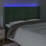 vidaXL Tête de lit à LED Vert foncé 203x16x118/128 cm Velours