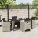 Ensemble de salle à manger de jardin 5 pièces vidaXL avec coussins gris clair en poly rotin