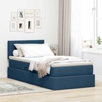 vidaXL Lit de rangement LED avec matelas Bleu 100 x 200 cm Tissu
