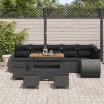 vidaXL Ensemble de canapé de jardin 10 Pièces Noir Poly Rattan