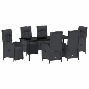 vidaXL Ensemble de salle à manger pour jardin 7 Pièces Noir polyrotin