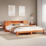 vidaXL Lit bibliothèque sans matelas cire marron 180x200 cm pin massif