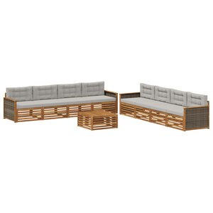 vidaXL Ensemble de canapés d'extérieur 9 pc Naturel et gris clair