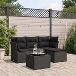 vidaXL Salon de jardin 5 Pièces avec coussins noir résine tressée