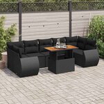 vidaXL Salon de jardin 8 Pièces avec coussins noir résine tressée