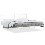 vidaXL Cadre de lit métal sans matelas et tête de lit blanc 193x203 cm