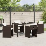 vidaXL Ensemble de Salle à Manger de Jardin 5 Pièces avec Coussins Marron Poly Rattan