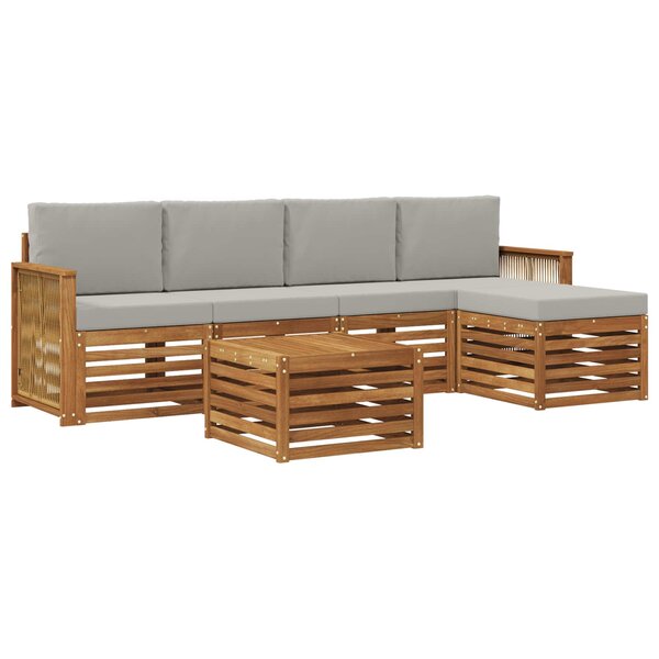 vidaXL Ensemble de canapés d'extérieur 6 pc Naturel et gris clair