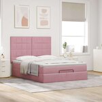 vidaXL Cadre de lit ottoman avec matelas rose 140x190 cm velours