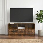 vidaXL Meuble TV Chêne fumé 102 x 34 5 x 47 cm Bois d'ingénierie