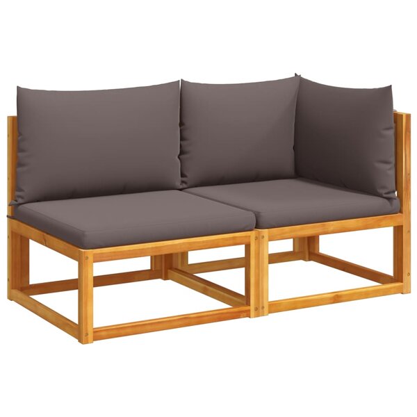 vidaXL Canapé de jardin avec coussins 2 places Bois d'acacia et corde