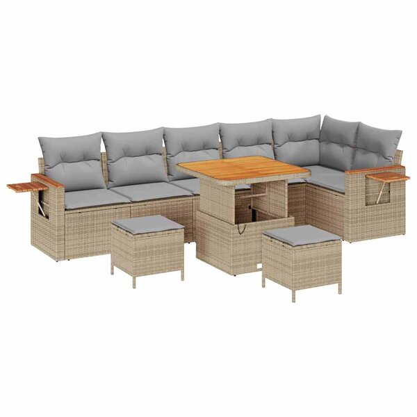 vidaXL Ensemble de canapé de jardin 9 Pièces Beige et Gris clair