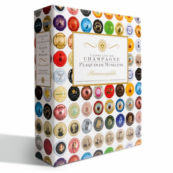 Album pour collectionner 210 muselets de champagne.