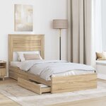 vidaXL Lit de Rangement Chêne Sonoma 100 x 200 cm Bois d'ingénierie