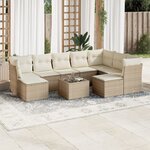 vidaXL Salon de jardin avec coussins 10 Pièces beige résine tressée