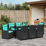 vidaXL Set de Jardin de 9 Pièces en Rattan Poly Noir