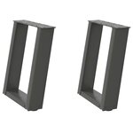 vidaXL Pieds de table basse en U 2 pièces Anthracite 38 x (42-43) cm Acier