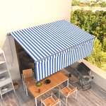 vidaXL Auvent manuel rétractable avec store 4 5x3 m Bleu et blanc