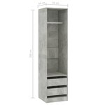 vidaXL Garde-robe avec tiroirs Gris béton 50x50x200 cm Bois ingénierie