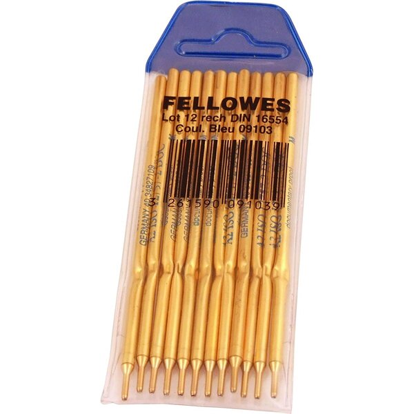 Lot de 12 recharges stylo bille sur Socle Pointe Fine bleu x 12 FELLOWES