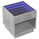 vidaXL Table basse avec LED infini gris béton 50x50x50 cm